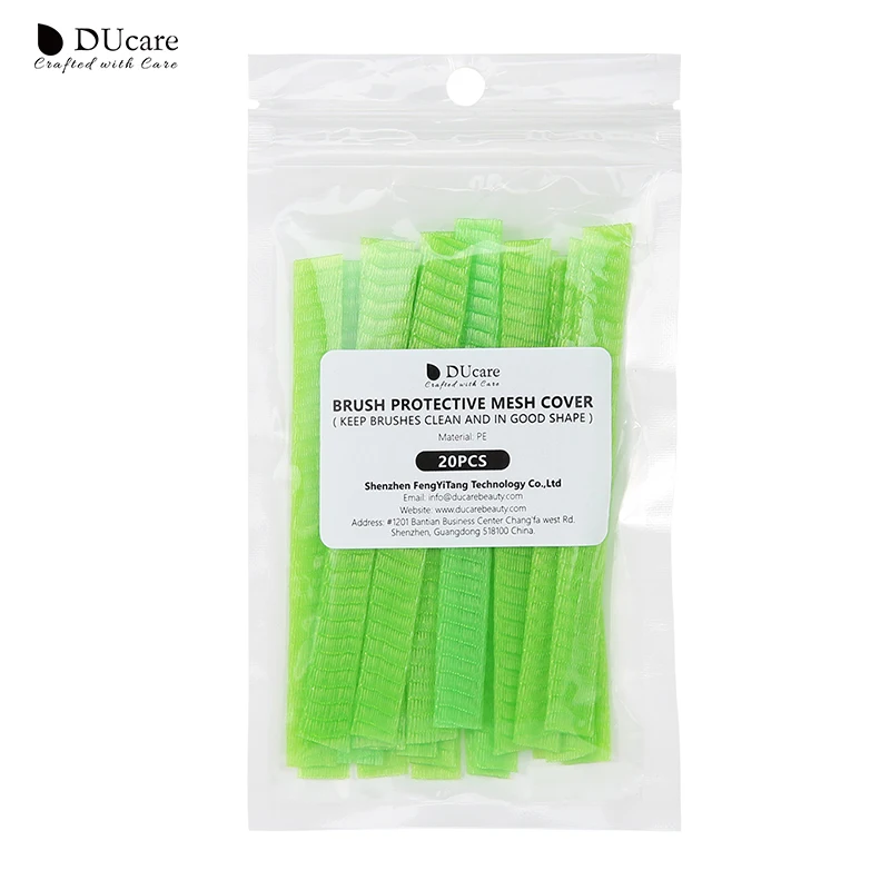 10PCS/20PCS Cosmetic Make Up Brushes Guards Mesh Protectors Cover Sheath Net White/Green - Handle Color: 20PCS Green