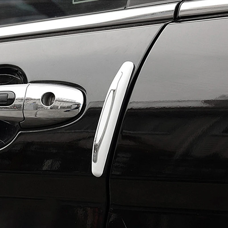 

New 4pcs Universal Car Door Side Protector Bumper Strips Decal SUV Body Anti-Collision Crash Bar Paste ABS+PVA Decorative