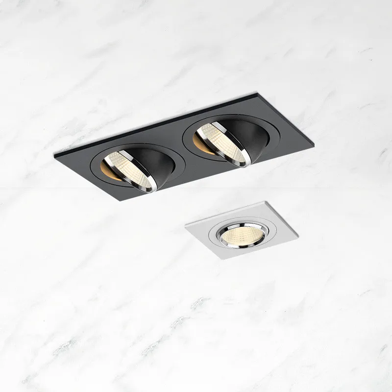 Square Double Anti Glare Recessed Angle Adjustment LED Downlight 7w 9w 14w 18w  AC85-265V COB Ceiling Kitchen Living Room Indoor