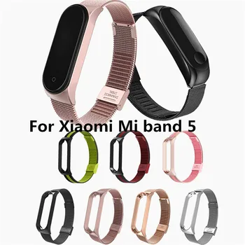 

New Metal Milanese Wrist Strap For Xiaomi Mi band 5 Bracelet strap for xiaomi miband 5 Smart Band Accessories Factoty wholesale