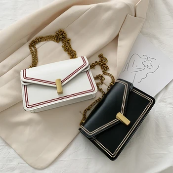 

Fashion Lattice Pattern Crossbody Bag Women Retro PU Leather Messenger Pouch Chain Female Travel Small Square Shoulder Handbags