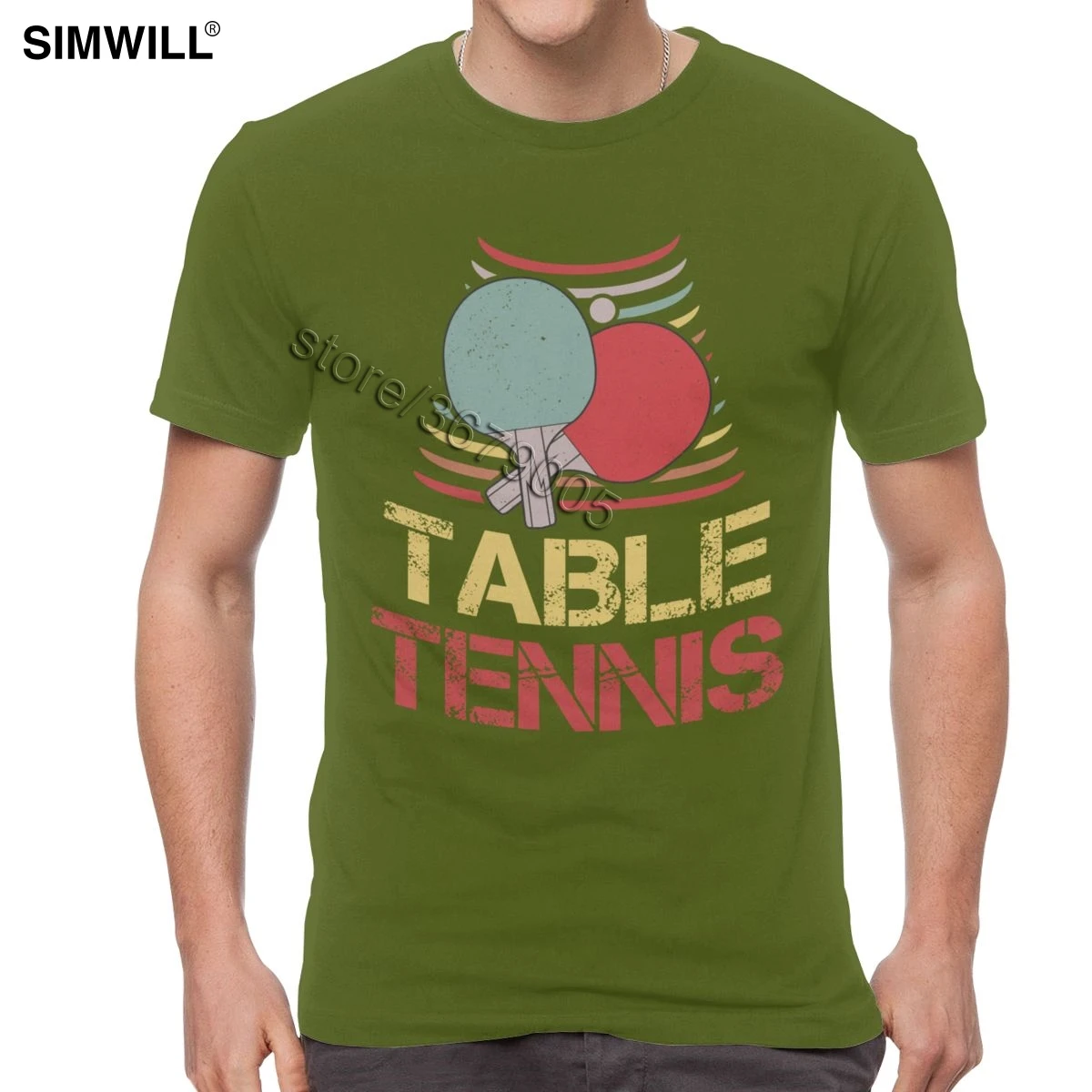 Винтажная футболка для настольного тенниса, Мужская хлопковая футболка с коротким рукавом для пинг-понга, уникальная Повседневная Уличная летняя футболка, топы в подарок - Цвет: Армейский зеленый