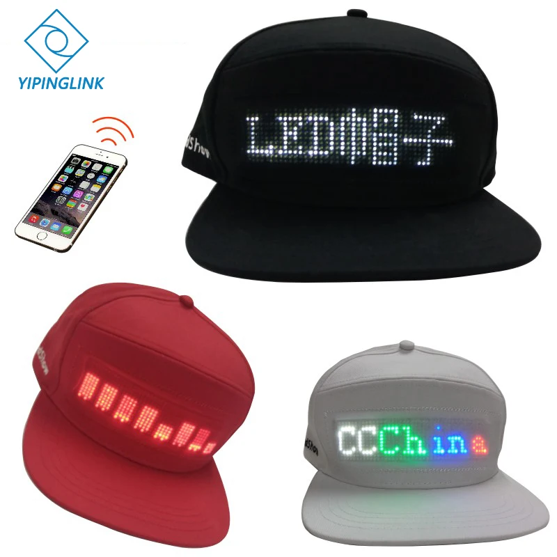 Светодиодная Кепка с Bluetooth, 12*48, большой размер, led дисплей, бейсболка, хип-хоп, шляпа для гольфа, ночная рыбалка, охотничий светодиодный светильник, шапка для верховой езды