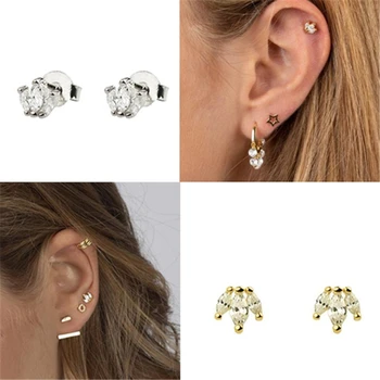 

Fashion S925 Sterling Silver Ins Style Personality Horse Eye Inlaid Zircon Earrings Ladies Gift 2019