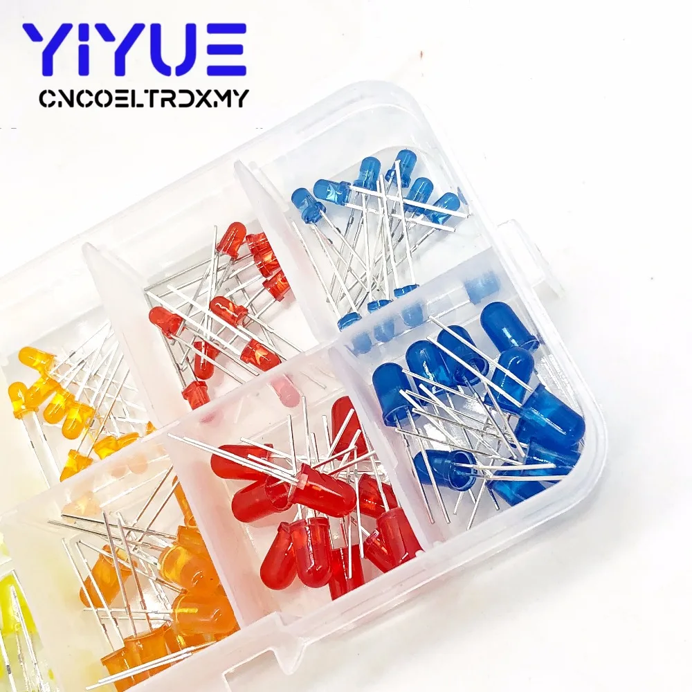 100pcs 3mm 5mm LED Kit Assorted Color Red Green Blue Yellow Orange electronic DIY Leds Light Emitting Diodes Set Box (4)