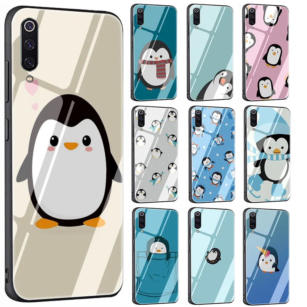 Красивый мультяшный Пингвин закаленное Стекло чехол для Xiaomi 8 Lite A1 A2 9 Redmi Note 5 6 7 Pro 6A 4X F1