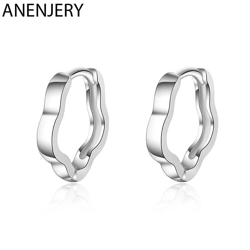 ANENJERY простые 925 пробы серебряные сливы цветочные серьги в форме фигурного кольца для женщин oorbellen pendientes S-E930