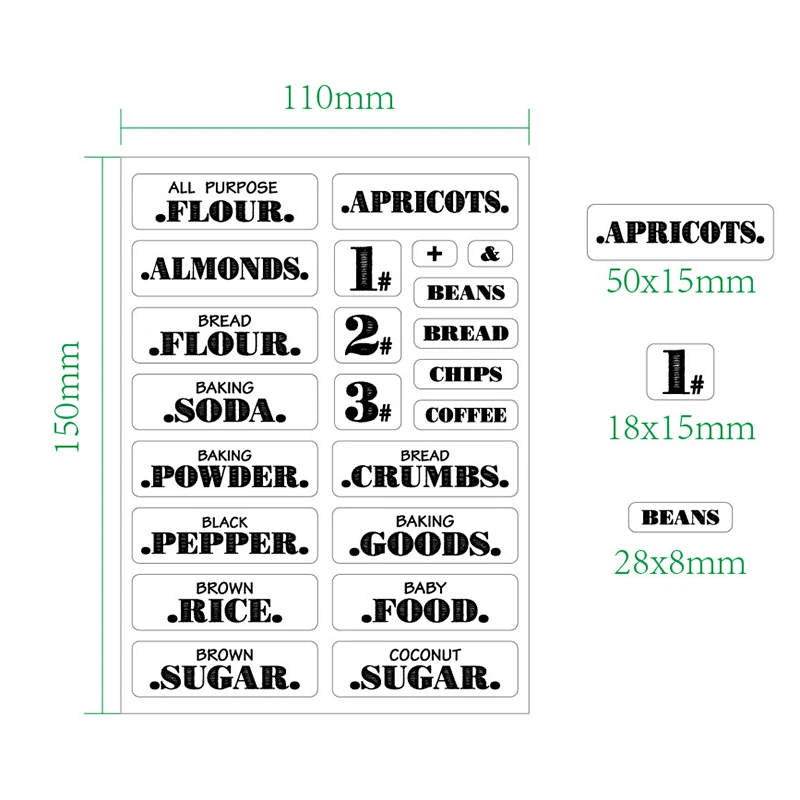 Farmhouse Pantry Labels 6 Sheets Transparent Waterproof Pantry Stickers Food Jar Labels for Organization CLH@8