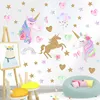 Cartoon Unicorn Horse Star Heart Shape Pattern Wall Stickers For Kids Room Home Decoration Diy Animal Mural Art Pvc Decal ► Photo 3/6