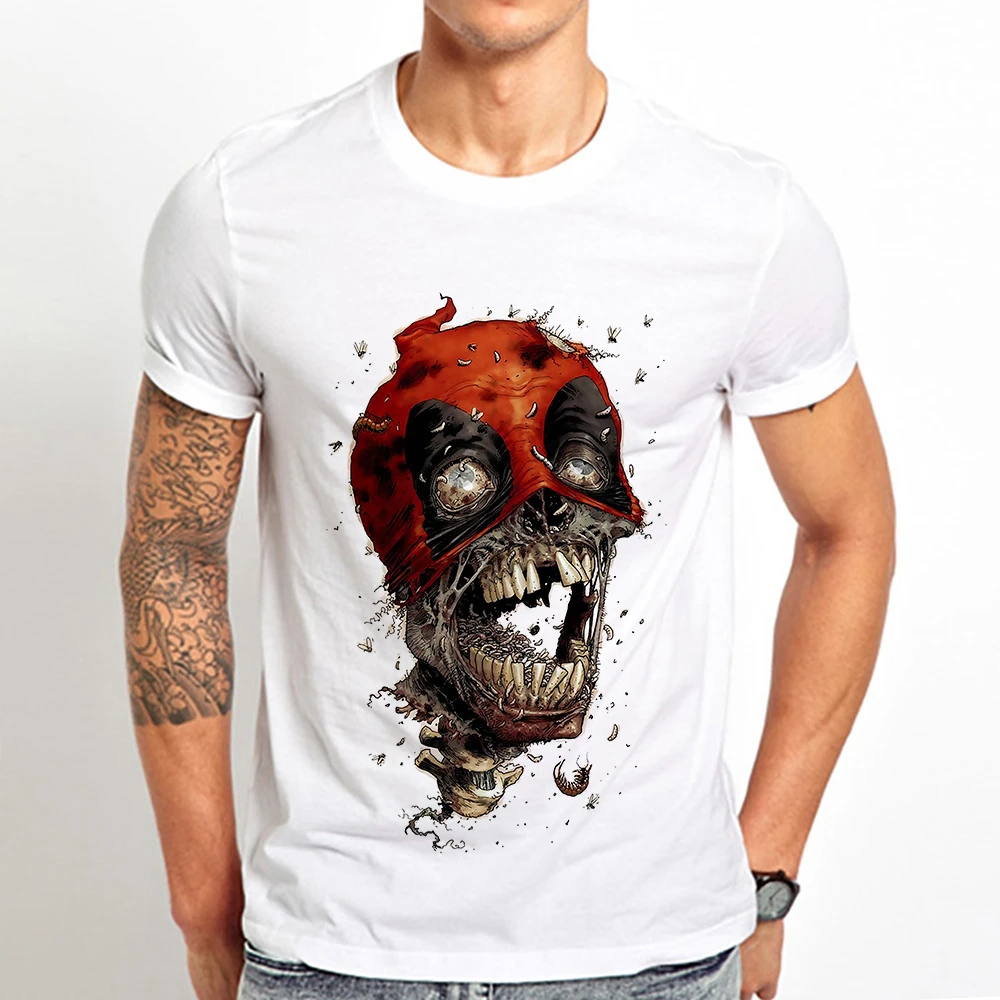 

gothic style Rotten deadpool skull funny tshirt men new white casual homme short sleeve punk T Shirt hipster streetwear t-shirt