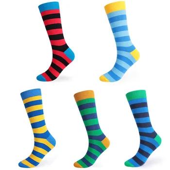 

10PCS=5 pairs 43.44, 45, 46, 47,48 EU plus size long Increase their stripes men socks