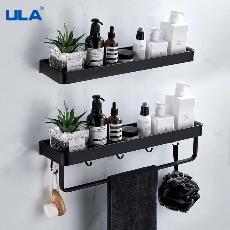 Ula Black Bathroom Shelf 30/40/50cm Kitchen Wall Shelf Metal Shower