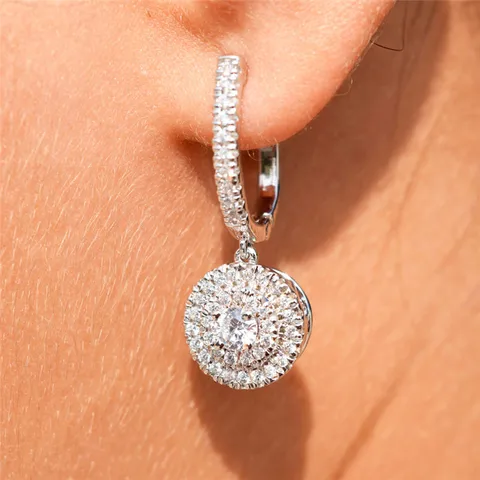 New Wedding Trend Eternity Earrings for Women Full Bling Cubic Zirconia Simple Elegant Lady's Accessories Classic Jewelry