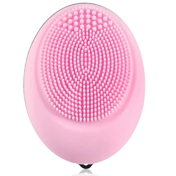 

Pink Electric Silicone Facial Cleansing Brush Sonic Vibration Massage Smart Face Cleaner