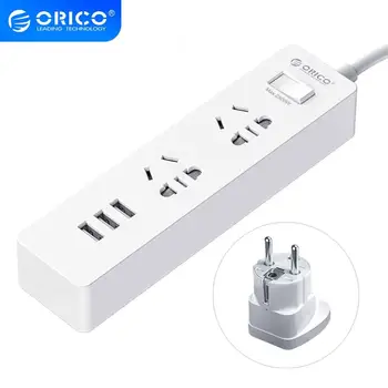 

Orico Power Strip 1.5m Cable Electrical Socket Plug 250V 2500W 5V 2.4A 3USB Ports with EU Plug Adapter Extension Power Strip