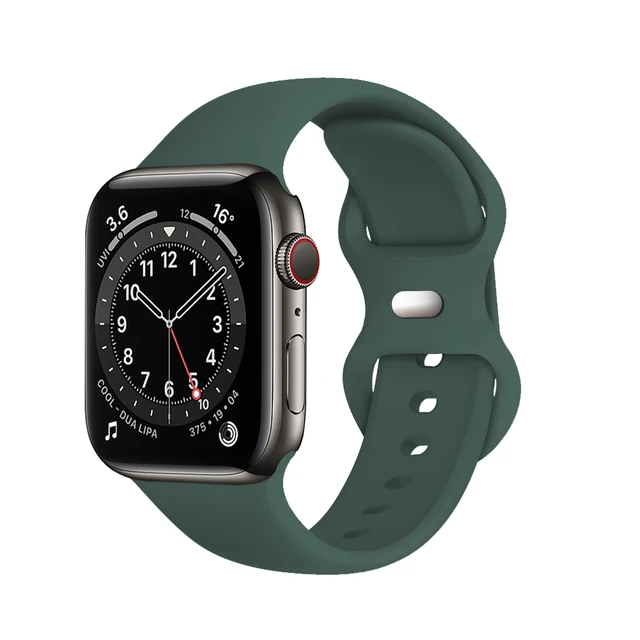 Silicone Sport Band For Apple Watch Series Se 6 543 44mm 40mm Smart Bracelet Watchband Pin Tuck Strap on iWatch 7 38mm 42mm 41mm 18 Olive green