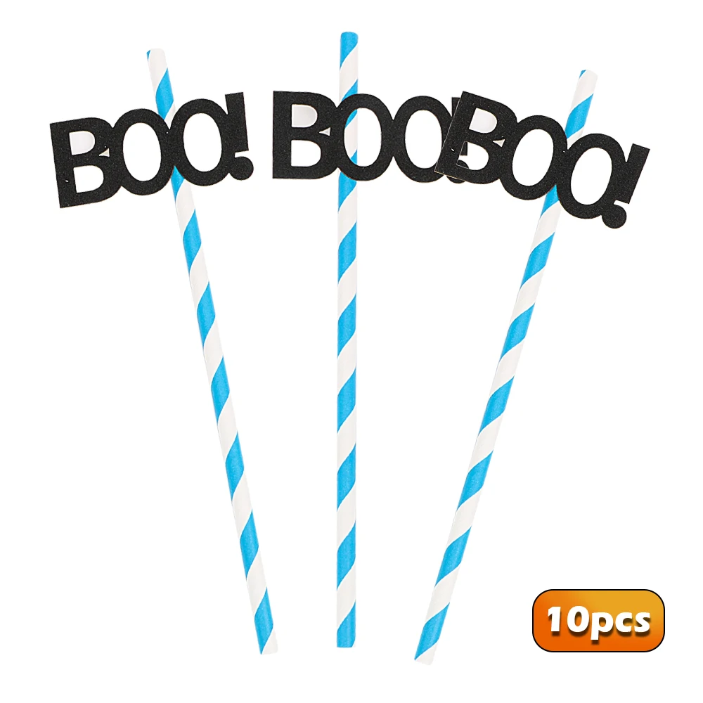 BOO NICEYARD питьевой Бумага Хэллоуин для рождественской вечеринки товары для праздника Творческий соломинка Декоративная подарок 10 шт./компл. соломинки - Цвет: BOO