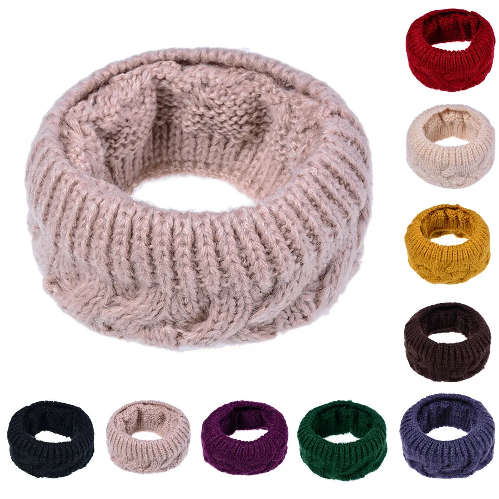 Вязаный шарф на шею, зимний женский мужской шарф с кольцом, теплый Эластичный вязаный шарф, шарф-снуд, шарф-хомут с петлей, унисекс, шарфы