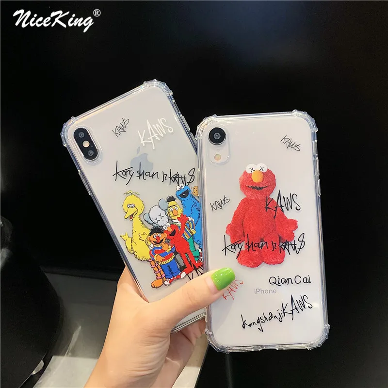 

Niceking Cartoon Sesame Street Fundas Phone Case For iPhone 6 6s 7 8 Plus X XR XS XS MAX Transparent TPU Back Cover Cases Coque
