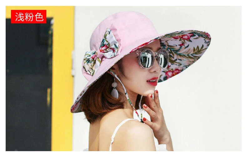 Двусторонняя Летняя женская шляпа с большими полями, пляжная кепка, женская шляпа от солнца в английском стиле, шляпа-федора с бантом для девочек