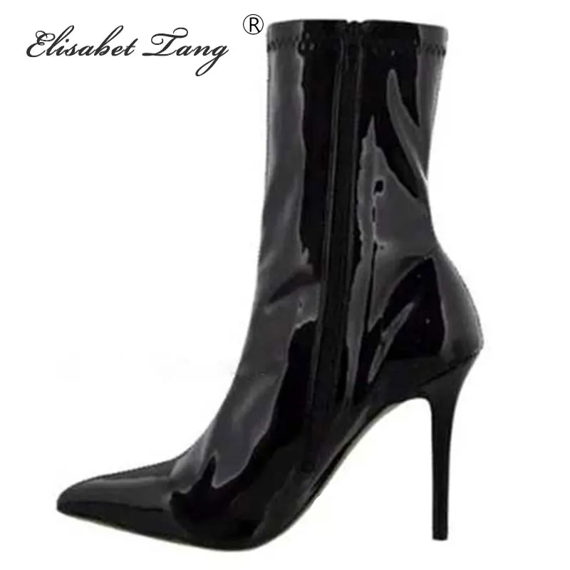 

Elisabet Tang Women's Boots Female Autumn Winter Ankle Boots For Woman Solid Black High Heels Short Boots Pointed Toe Footwear