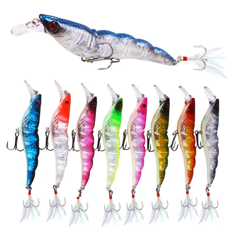 Shrimp Luya Bait 2021 1Pcs Perch Fake Bionic Mino Long Shot Crystal 3D Eyes 8 Color Ocean Beach Fishing LAKE | Спорт и развлечения