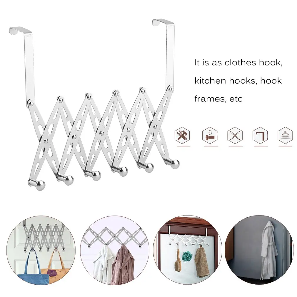 Flexible Back Door Hanger Lightweight Bathroom Hanger Rack Kitchen Organizer Hooks Portable Storage Rack Load-Bearing Hooks