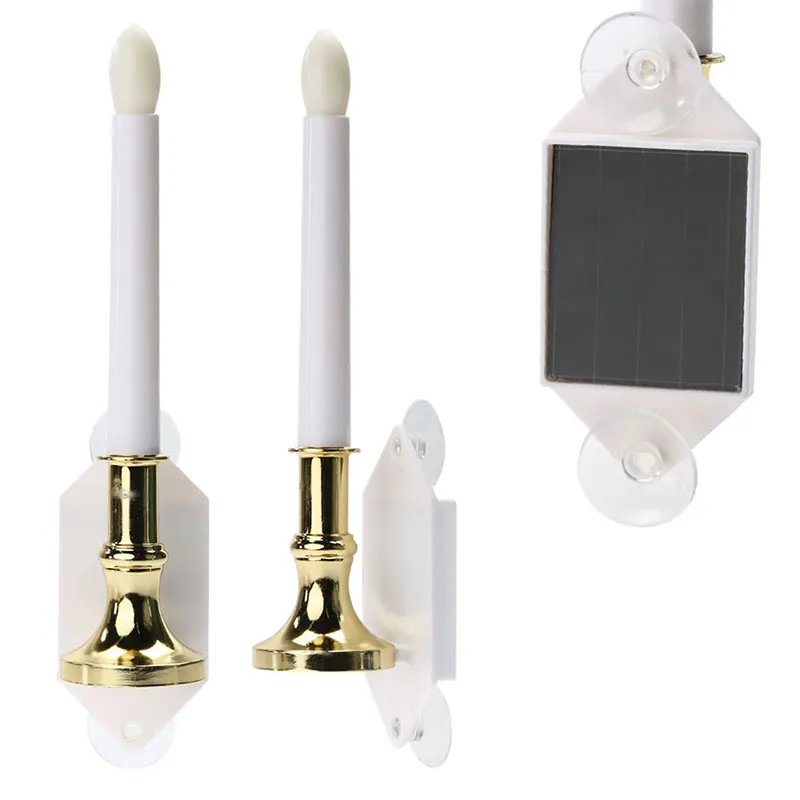 Candles Lamp Solar Wall Light Flickering Christmas Decor Wedding Window Candles Light LED Tealight 2pcs Best Gift Home
