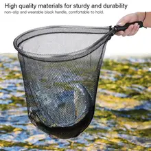 Portable Black Aluminum Alloy Fly Fishing Net Fishing Tackle Line Fish Durable Folding Fishnet Net Dip Cage Scoop Net