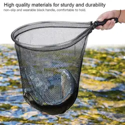 Portable Black Aluminum Alloy Fly Fishing Net Fishing Tackle Line Fish Durable Folding Fishnet Net Dip Cage Scoop Net