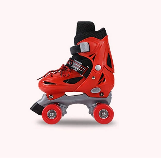 2021 Girls Kids Roller Skates Pvc Skating Shoes Sliding Quad Sneakers 4 Wheels 2 Row Line Outdoor Gym Sports Skate Shoes Patines red