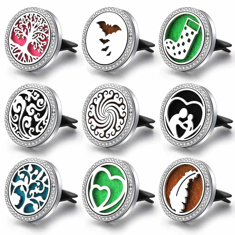 

Zircon Car Air Freshener Stainless Steel Aroma Essential Oil Diffuser Perfume Locket Car Pendant Christmas Socks Air Outlet Clip