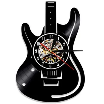 

Creative Vinyl Record 12-Inch Wall Clocks Living Room Study Retro Guitar Wall Clocks Mute Custom Clocks