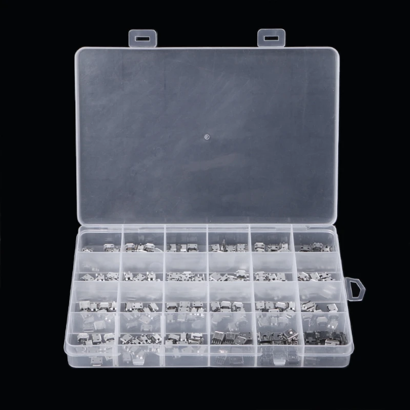 240-Pcs-box-24-Models-Micro-USB-Connector-Socket-Jack-USB-Connectors-Set-Terminator-For-Led