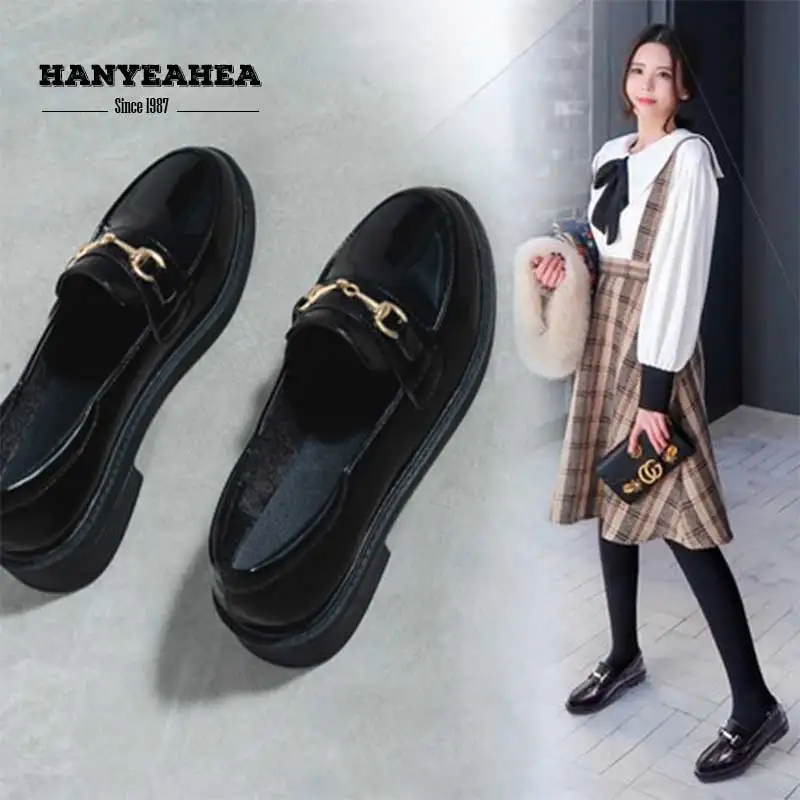 

Round Toe Women's Shoes Neutral Leisure Chaussure Femme Elegane Concise Buckle Platform Round Toe Women's Shoes