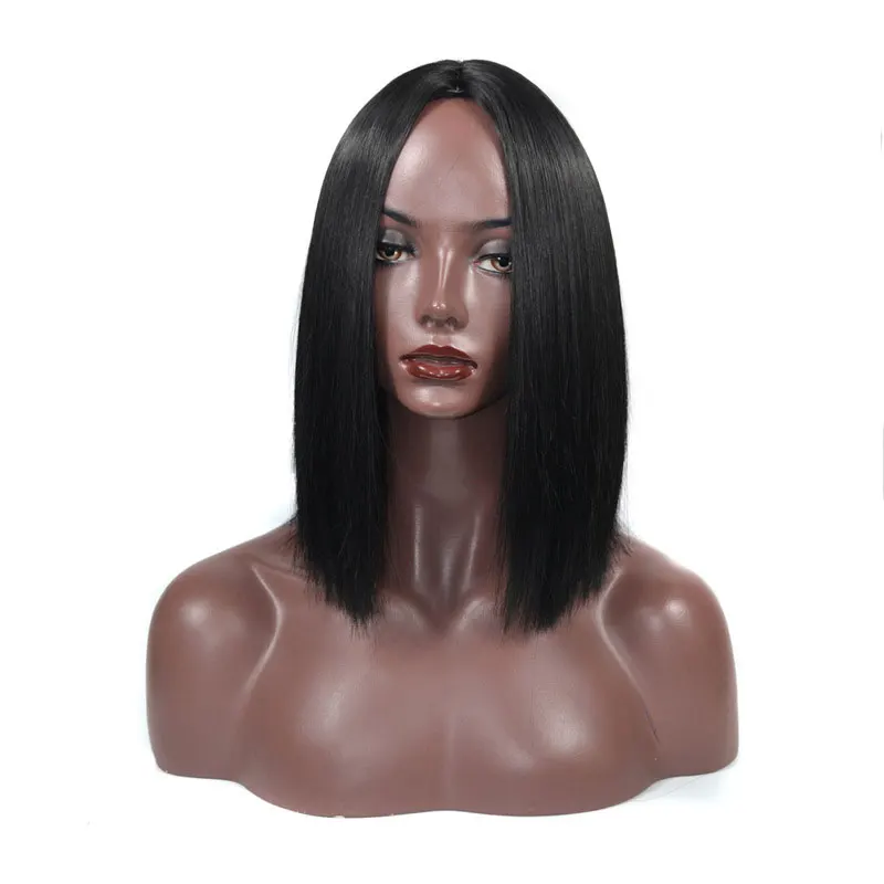 Black Wig Synthetic Short Straight Bob Wigs Natural Color Part Side Hair For Women Heat Resistant BY184 | Шиньоны и парики