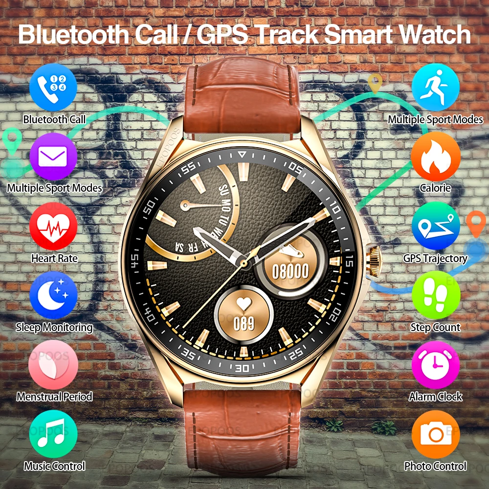 GPS track sport Smart watch 23 sports modes bluetooth call Smartwatch for men women download DIY watchface weather | Электроника
