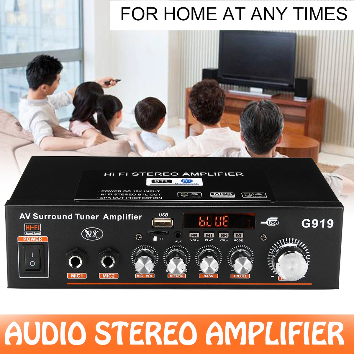 Мини усилитель звука G919 12 В/220 В 360 Вт bluetooth стерео мощности FM SD Hi Fi 2 канала аудио