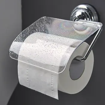 

1pc Wall Mounted Suction Cup Toilet Tissue Holder Roll Papers Stand Storage with Cover Bathroom Accessories