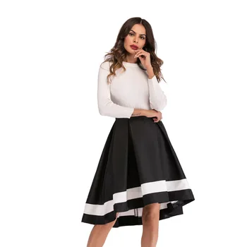 

women skirts 2019 autumn winter plus size long length flared black irregular A line umbrella office casual sexy skirt