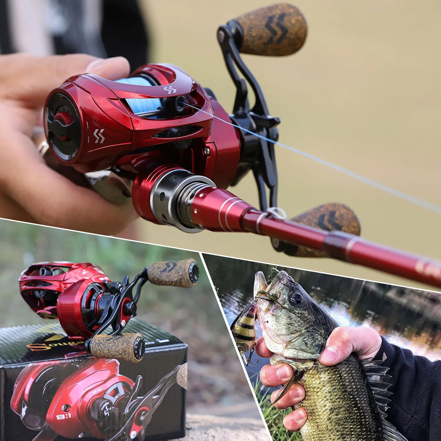 Sougayilang Baitcasting Reel 9+1 BBs 8:1 High Speed Fishing Reel  Anti-Corrosion Baitcaster Reel 8KG Max Drag for Travel Bass - AliExpress