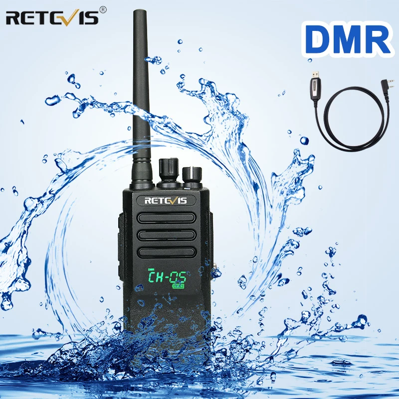 High Power DMR Radio Digital IP67 Waterproof Walkie Talkie Retevis RT50 Display UHF VOX Two Way Radio For Factory Warehouse Farm