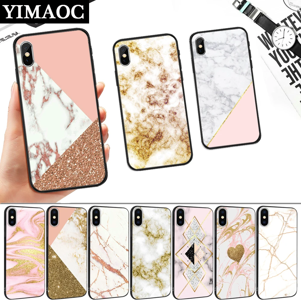 Мягкий силиконовый чехол из гранита с Золотой Мраморной текстурой для iPhone 5 5S 6 6S 7