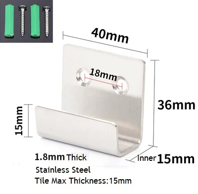 15mm SS Brush 10 шт. настенное крепление матовый нержавеющий зажим Кронштейн вешалка дисплей для плитки стекла тяжелый знак панель дисплей анкерный винт - Цвет: 15mm SS Brush