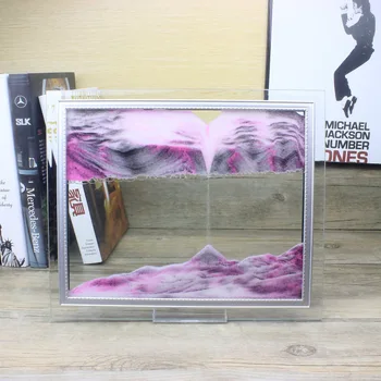 

Moving Sand Picture Frame Liquid Landscape Painting Glass Photo Desk Ornaments 3D Vision Flowing Sand Painting with Photo Frame