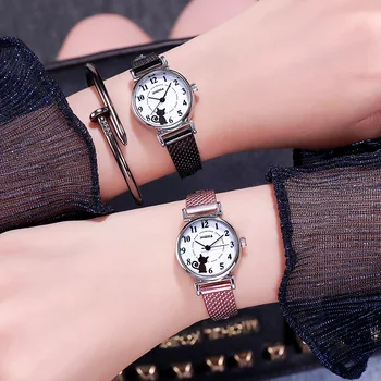 

Small dial Watch kids women antique leather bracelet wrist watches ladies fashion casual quarzt children cartoon watch gifts