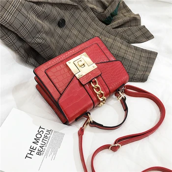 

Crocodile Sac Pattern Crossbody Bags PU Leather Purse Rivet Messenger Bag Small Flap Designer Handbag Fashion Lady Shoulder Bag