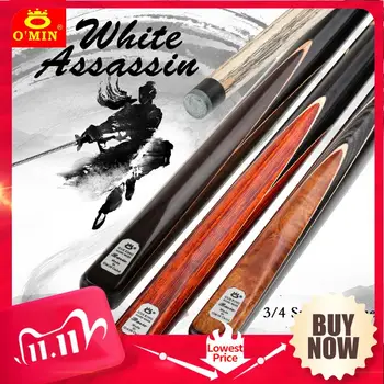 

O'MIN ASSASSIN Cue 3/4 Piece Snooker Cue Billiard Cue with Case with Extension 145cm 11.5mm Tip Ash Shaft Billiards Cue Black 8