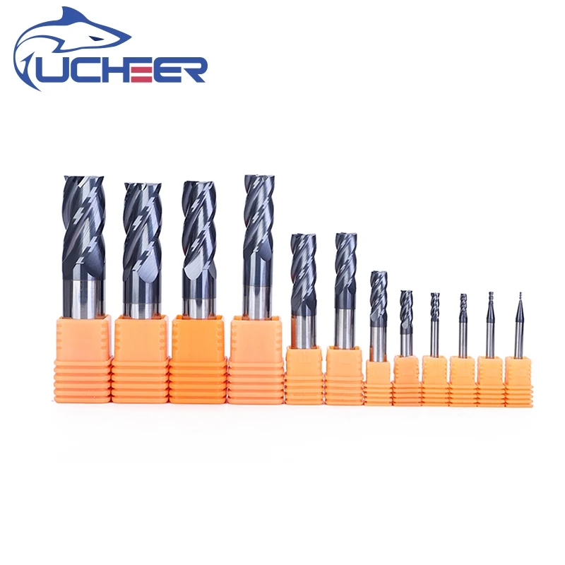 

UCHEER HRC45 4 Flute 4mm CNC tools Alloy Carbide Milling Tungsten Steel Cutter End Mill cricut machine for sale router