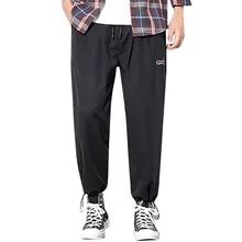 Модные мужские хлопковые льняные брюки, Летние повседневные однотонные брюки, брюки для фитнеса, Длинные шаровары, Homme